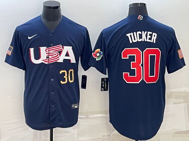 Men 2023 World Cub USA #30 Tucker Blue Nike MLB Jersey2->more jerseys->MLB Jersey